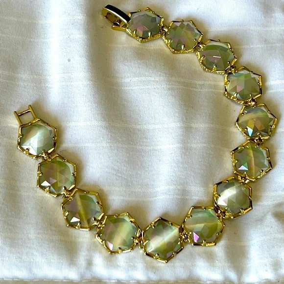 NWOT Rare & Retired Kendra Scott Grace Bracelet Iridescent & Yellow Gold GORG! - Picture 4 of 6